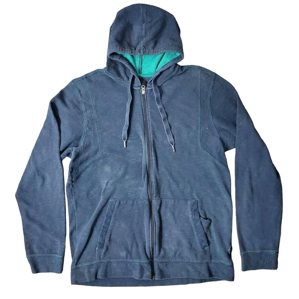 PRANA Sweater Mens Large Gray Full-Zip Hooded Sweatshirt Casual Outdoor